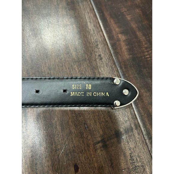 Croc Faux Leather Belt Brown Sz 10 Adjustable Single Prong Silver Buckle - Picture 4 of 8